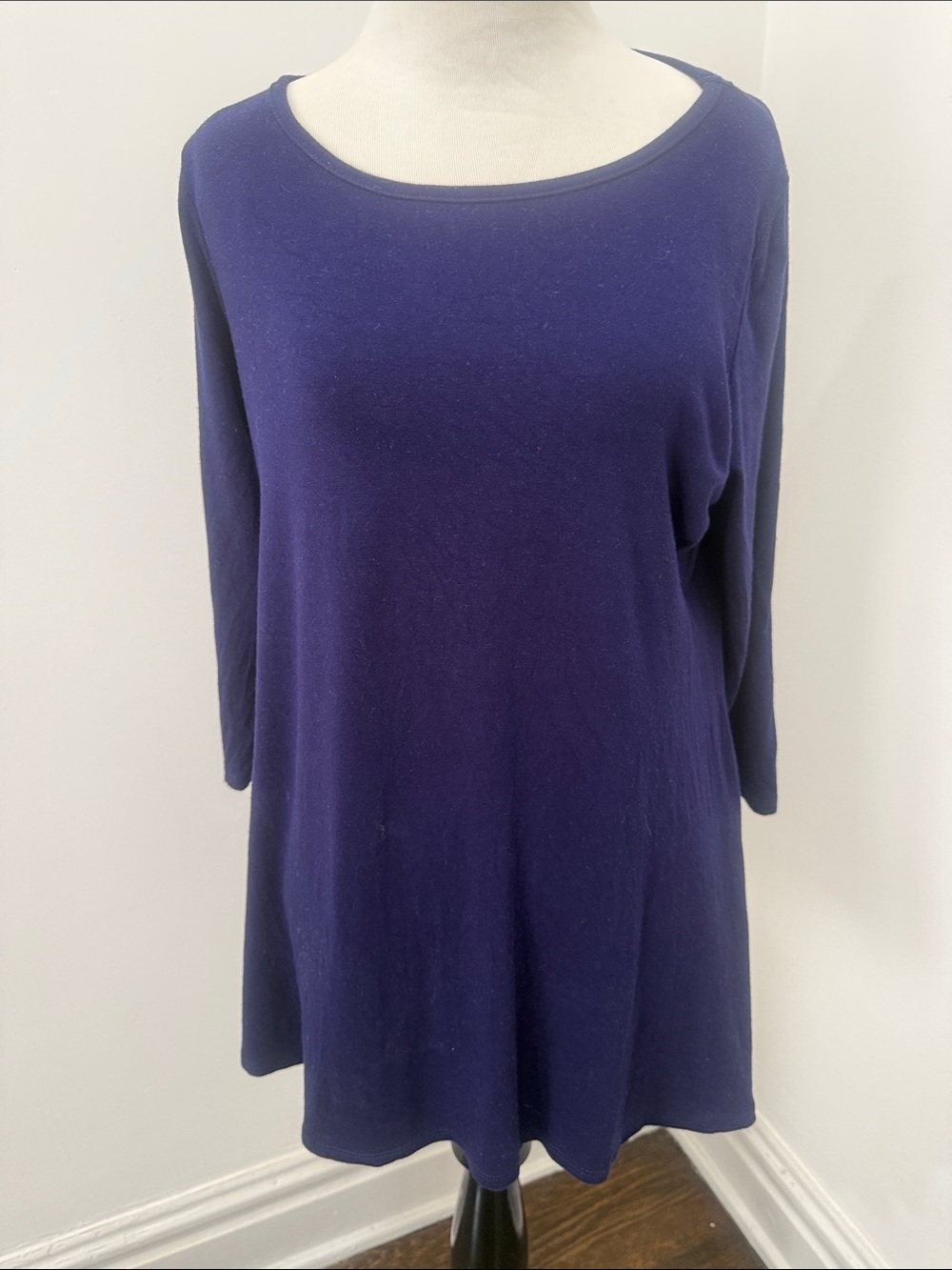 Velucci boatneck 3/4 sleeve tunic swing top, purple Medium